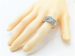 10K White Gold Lady's Engagement Ring Diamond Round Brilliant Baguette Sz8